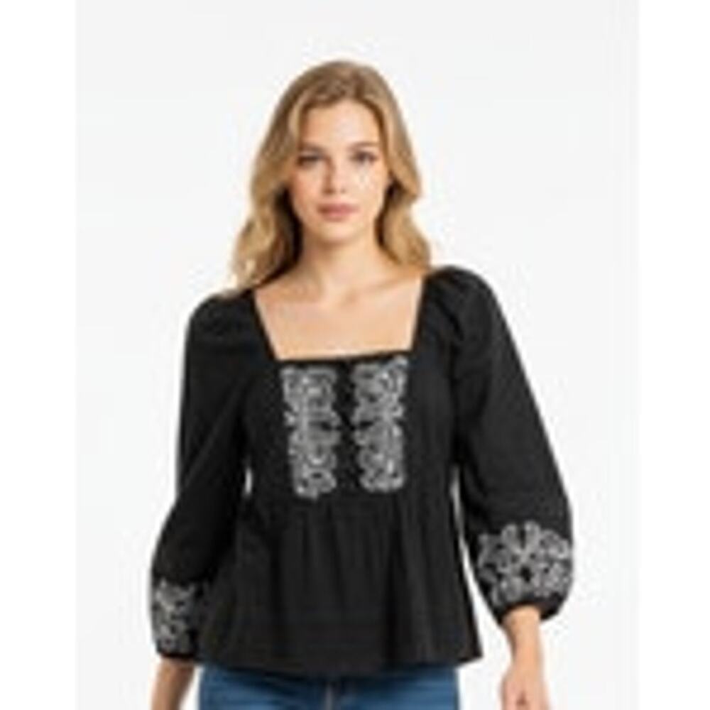 NWT Calligraphie BOHO 3/4 sleeve Blouse Size LARGE